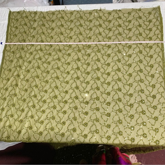 Set of 3 Vintage Embroidered Dupattas, Shades of Green with lots of bling, GUC - Picture 5 of 16